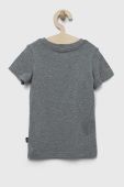 Дитяча бавовняна футболка Puma ESS+ 2 Col Logo Tee B колір сірий з принтом