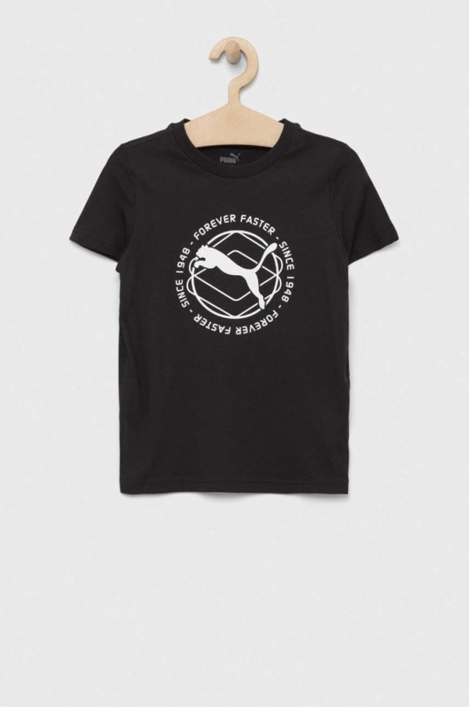 Дитяча бавовняна футболка Puma ACTIVE SPORTS Graphic Tee B колір чорний з принтом фото 2