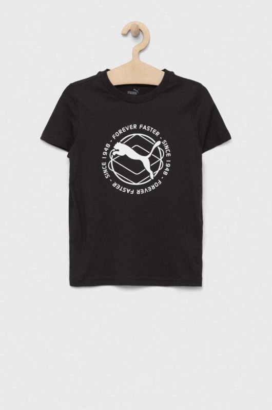 Дитяча бавовняна футболка Puma ACTIVE SPORTS Graphic Tee B колір чорний з принтом фото 2