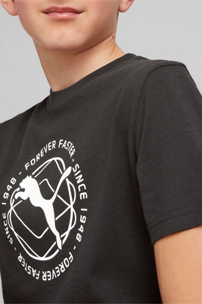 Дитяча бавовняна футболка Puma ACTIVE SPORTS Graphic Tee B колір чорний з принтом фото 5