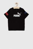 Дитяча бавовняна футболка Puma PUMA POWER Tee B колір чорний з принтом