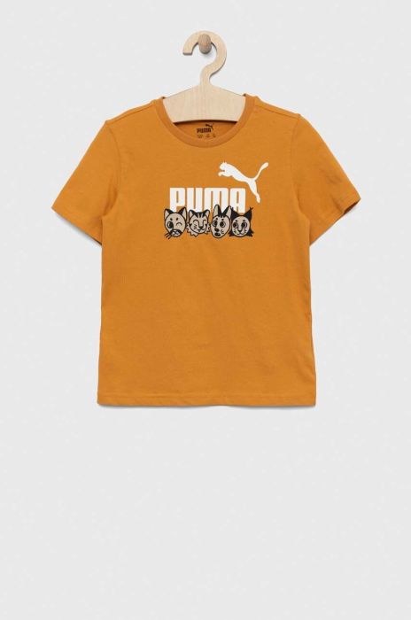 Дитяча бавовняна футболка Puma ESS+ MATES Tee колір жовтий