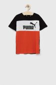 Дитяча бавовняна футболка Puma ESS Block Tee B колір помаранчевий візерунок