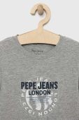 Дитяча футболка Pepe Jeans Non колір сірий з принтом