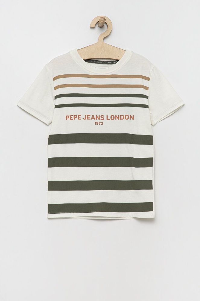 Дитяча бавовняна футболка Pepe Jeans колір білий з принтом (3152021)