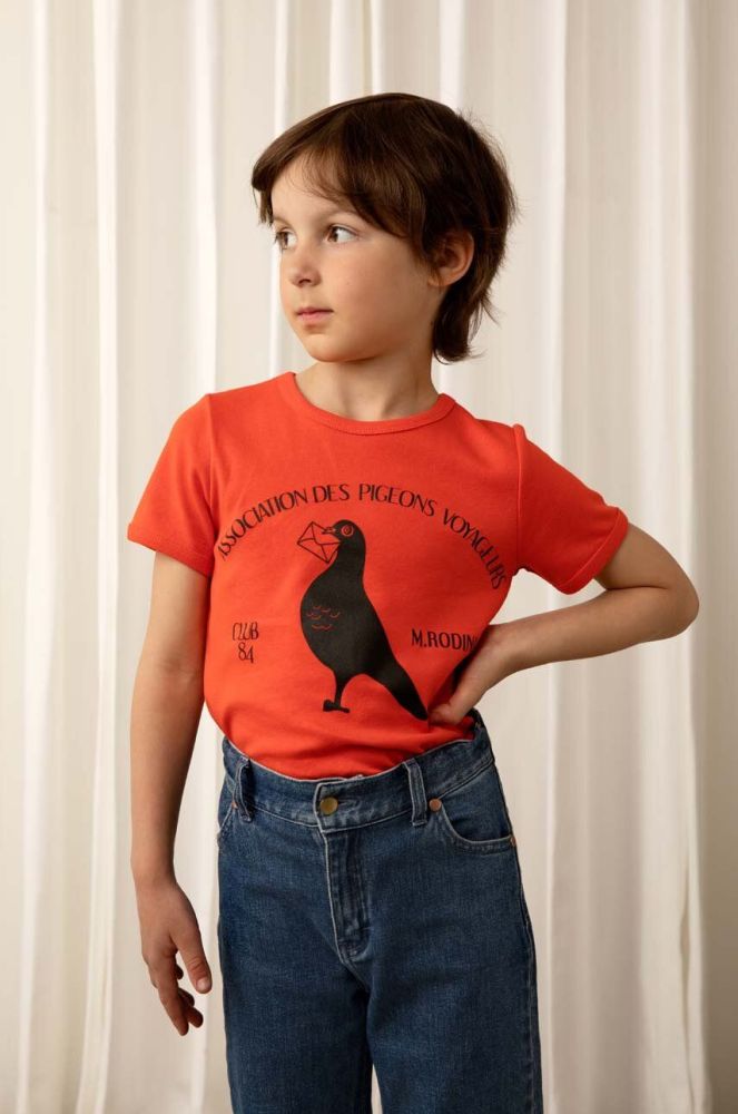 Дитяча бавовняна футболка Mini Rodini колір червоний з принтом (3047243)