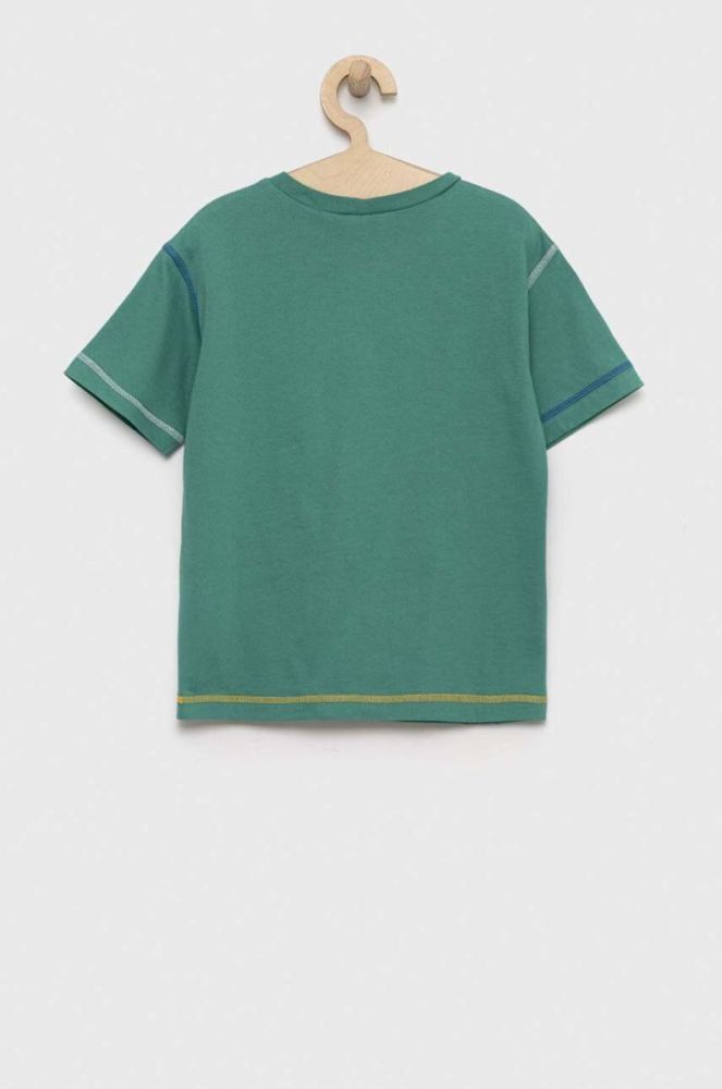 Дитяча футболка United Colors of Benetton колір зелений з аплікацією фото 2