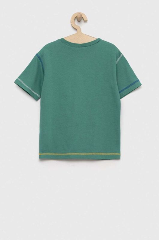 Дитяча футболка United Colors of Benetton колір зелений з аплікацією фото 2