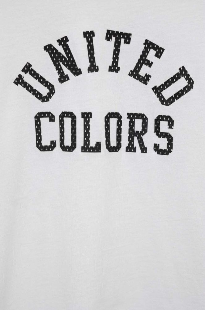 Дитяча бавовняна футболка United Colors of Benetton колір білий з принтом (3218446) фото 2