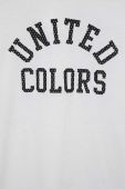 Дитяча бавовняна футболка United Colors of Benetton колір білий з принтом (3218446)