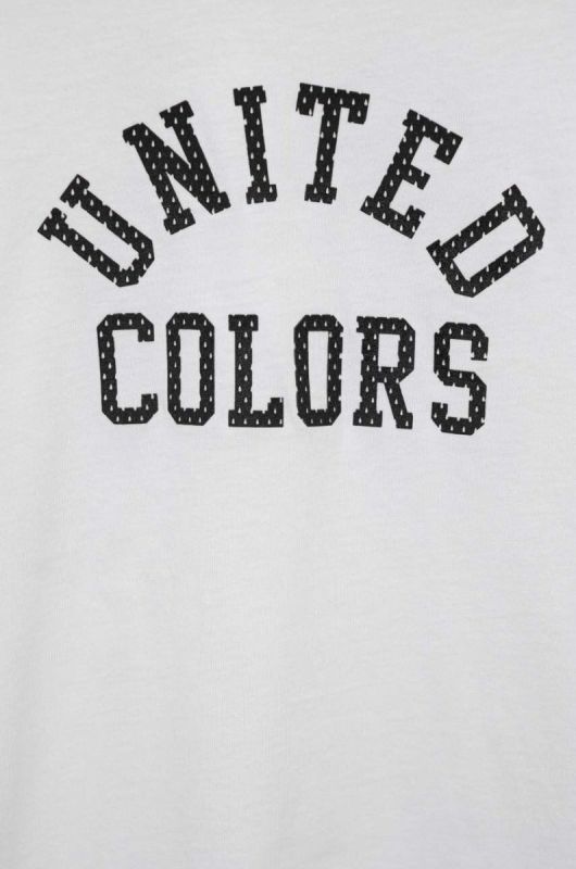 Дитяча бавовняна футболка United Colors of Benetton колір білий з принтом (3218446) фото 2