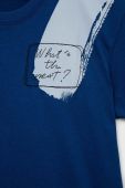 Дитяча бавовняна футболка United Colors of Benetton колір синій з принтом (3286423)