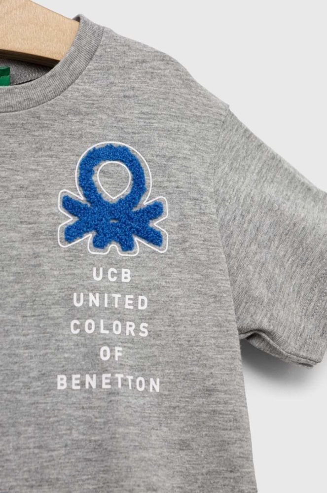 Дитяча футболка United Colors of Benetton колір сірий з принтом (3239400) фото 3