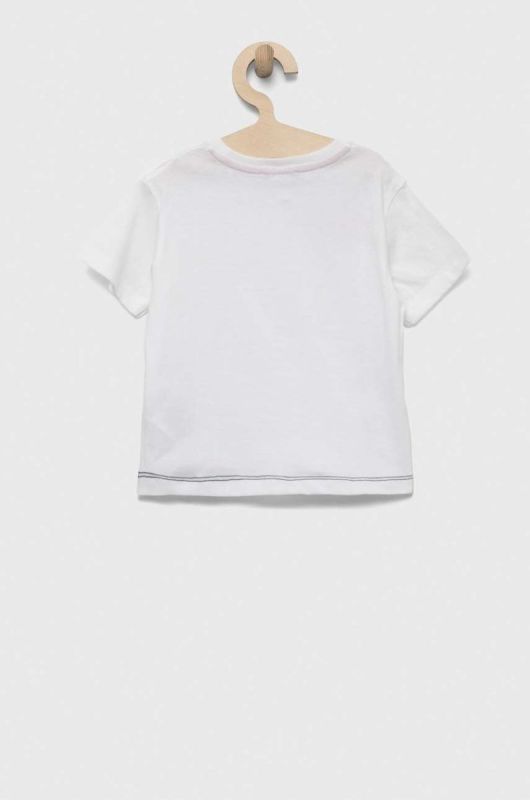Дитяча бавовняна футболка United Colors of Benetton колір білий з принтом (3239404) фото 2