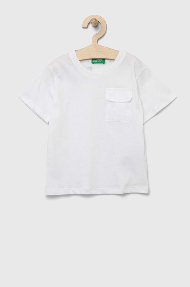 Дитяча бавовняна футболка United Colors of Benetton колір білий з принтом (3275730)