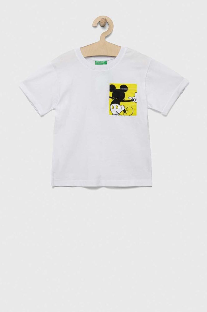 Дитяча футболка United Colors of Benetton колір білий з аплікацією