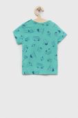 Бавовняна футболка для немовлят United Colors of Benetton колір бірюзовий візерунок
