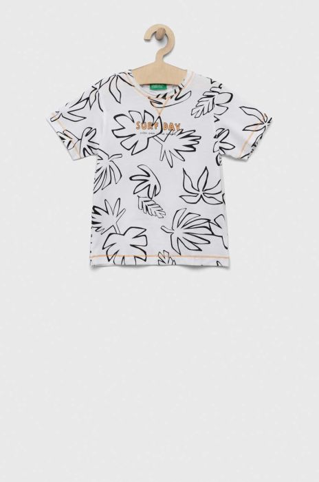 Дитяча бавовняна футболка United Colors of Benetton колір білий візерунок (3280130)