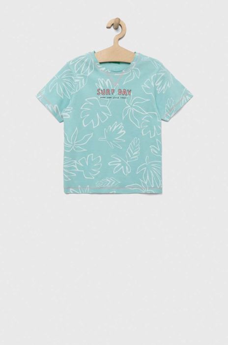 Дитяча бавовняна футболка United Colors of Benetton колір бірюзовий візерунок (3280125) Дитяча бавовняна футболка United Colors of Benetton колір бірюзовий візерунок (3280125)