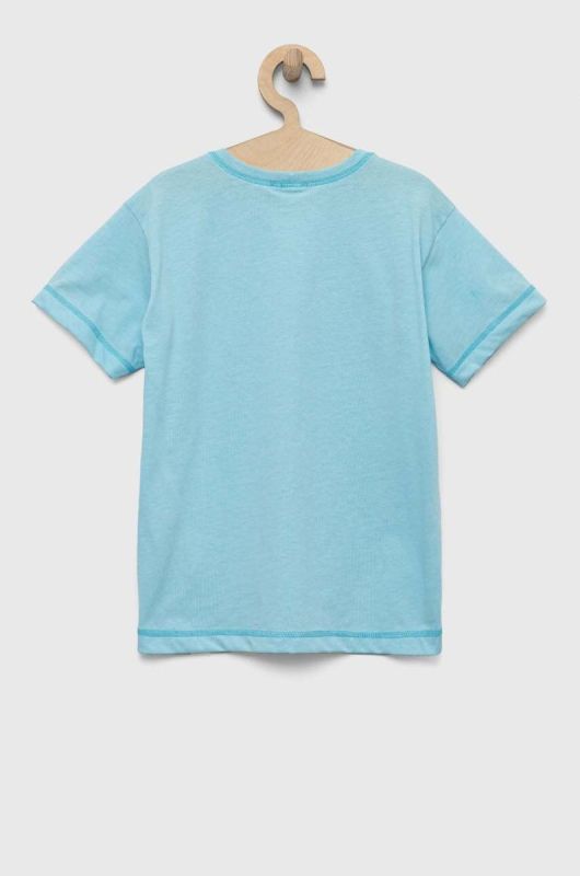 Дитяча футболка United Colors of Benetton однотонний колір блакитний (3213232) фото 2
