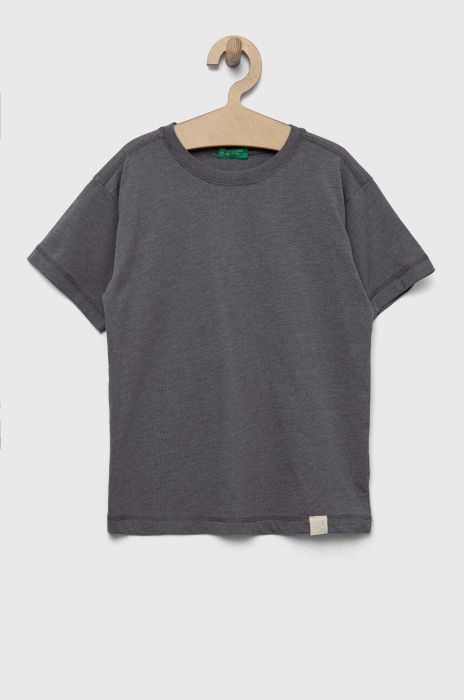 Дитяча футболка United Colors of Benetton колір сірий однотонний
