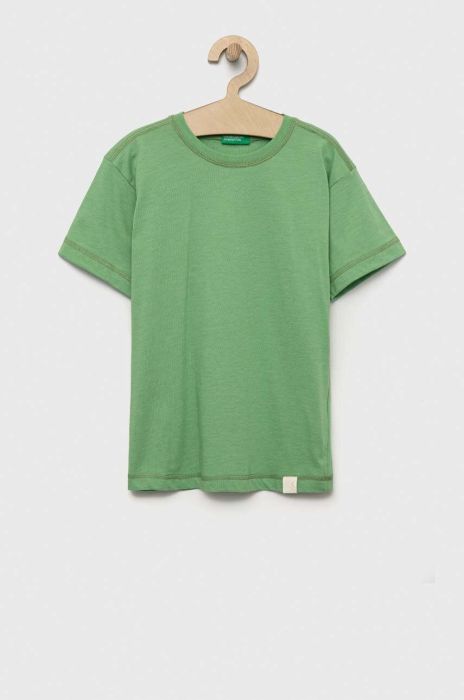 Дитяча футболка United Colors of Benetton колір зелений однотонний (3212102)