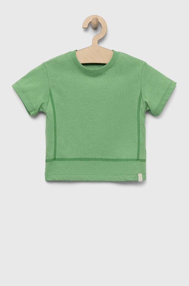 Дитяча футболка United Colors of Benetton колір зелений однотонний (3229137)