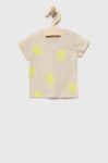 Бавовняна футболка для немовлят United Colors of Benetton колір бежевий з принтом