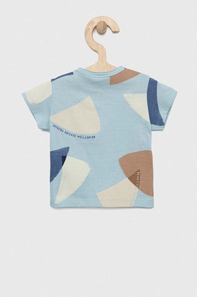 Бавовняна футболка для немовлят United Colors of Benetton візерунок колір блакитний (3037227) фото 2
