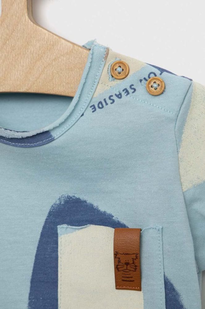 Бавовняна футболка для немовлят United Colors of Benetton візерунок колір блакитний (3037227) фото 3