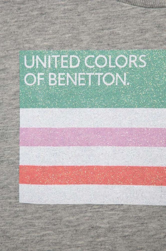 Дитяча бавовняна футболка United Colors of Benetton колір сірий з принтом (3054325) фото 3