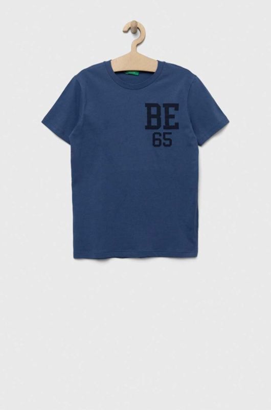 Дитяча бавовняна футболка United Colors of Benetton з принтом колір блакитний (3275744)