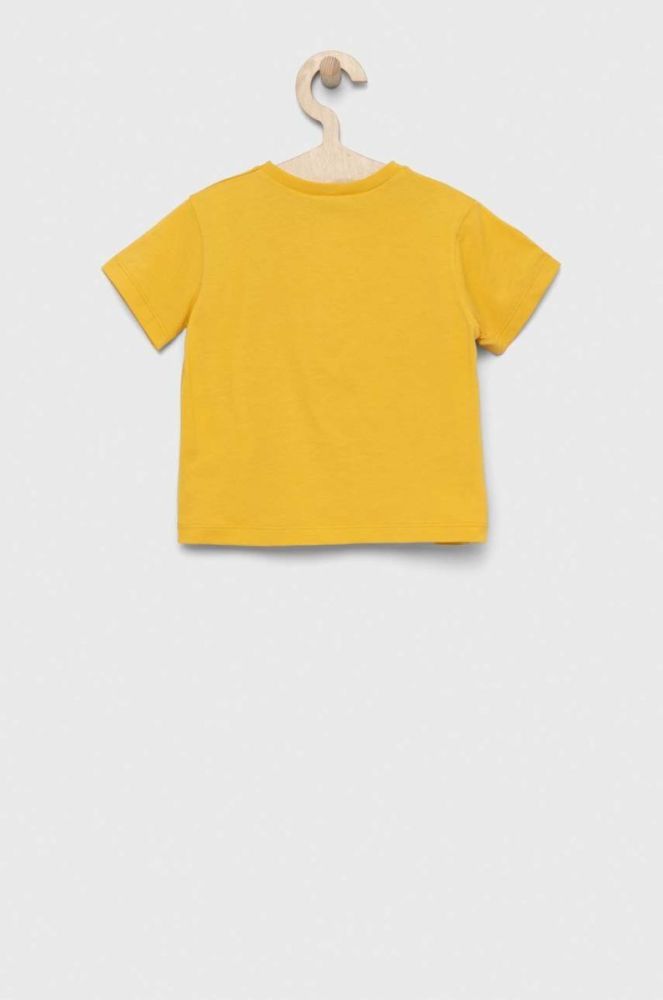 Дитяча бавовняна футболка United Colors of Benetton колір жовтий з принтом (3054330) фото 2