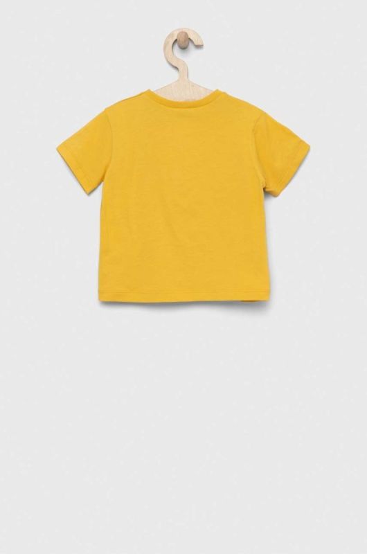Дитяча бавовняна футболка United Colors of Benetton колір жовтий з принтом (3054330) фото 2