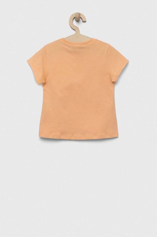 Дитяча бавовняна футболка United Colors of Benetton колір бежевий з принтом (3275761) фото 2