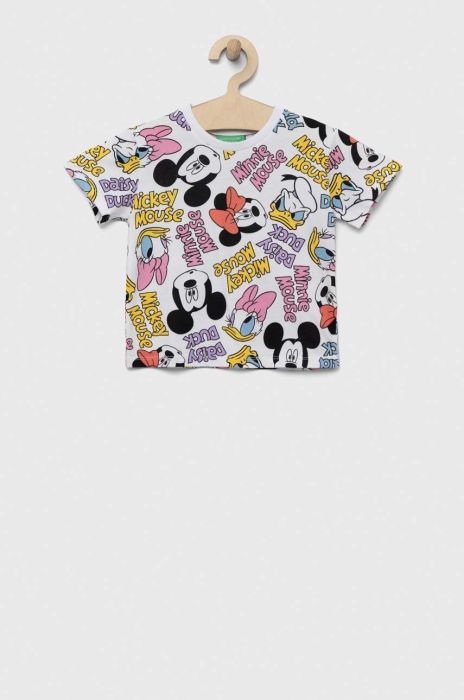 Дитяча бавовняна футболка United Colors of Benetton колір білий візерунок (3280151) Дитяча бавовняна футболка United Colors of Benetton колір білий візерунок (3280151)