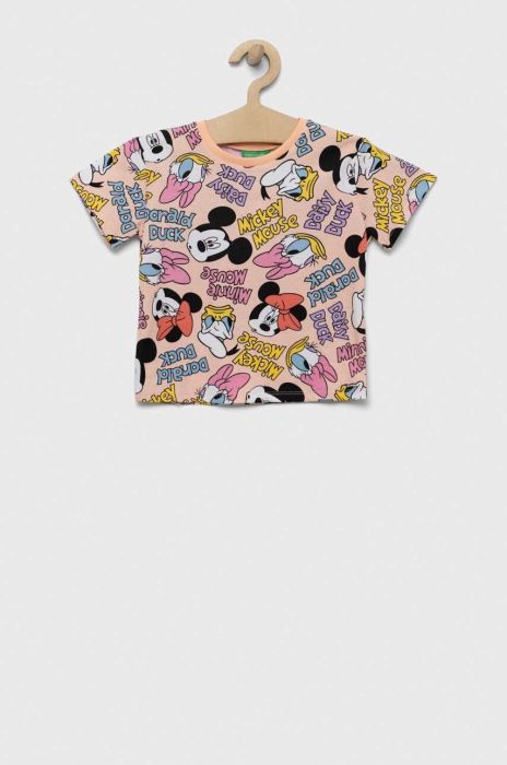 Дитяча бавовняна футболка United Colors of Benetton колір помаранчевий візерунок (3280156)