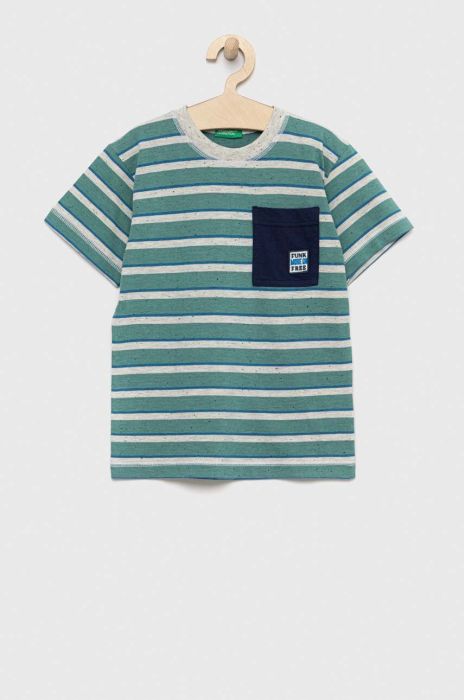 Дитяча футболка United Colors of Benetton колір зелений візерунок
