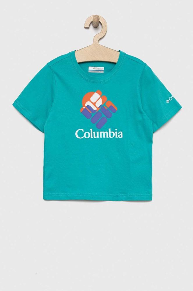 Дитяча бавовняна футболка Columbia Valley Creek Short Sleeve Graphic Shirt колір бірюзовий з принтом