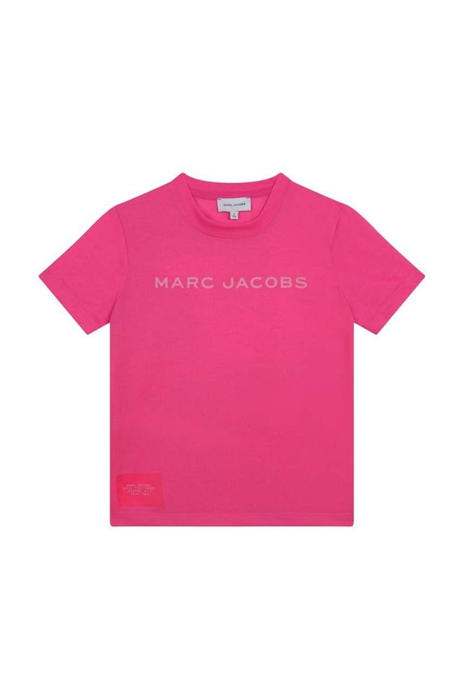 Дитяча бавовняна футболка Marc Jacobs колір фіолетовий з принтом