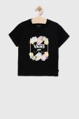 Дитяча бавовняна футболка Vans ELEVATED FLORAL CREW Black колір чорний з принтом