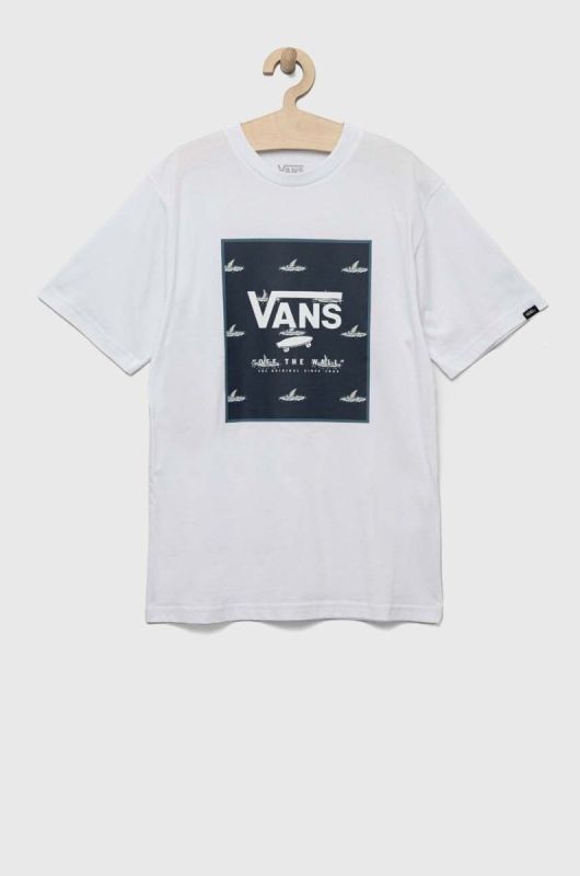 Дитяча бавовняна футболка Vans BY PRINT BOX BOYS WHITE/DRESS BLU колір білий з принтом фото 2