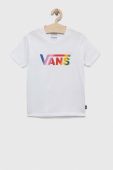 Дитяча бавовняна футболка Vans GR FLYING V CREW GIR FLYV WTCYC колір білий з принтом