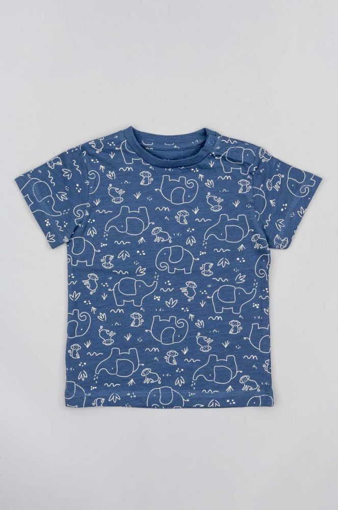 Дитяча бавовняна футболка zippy колір синій з принтом (3124683)