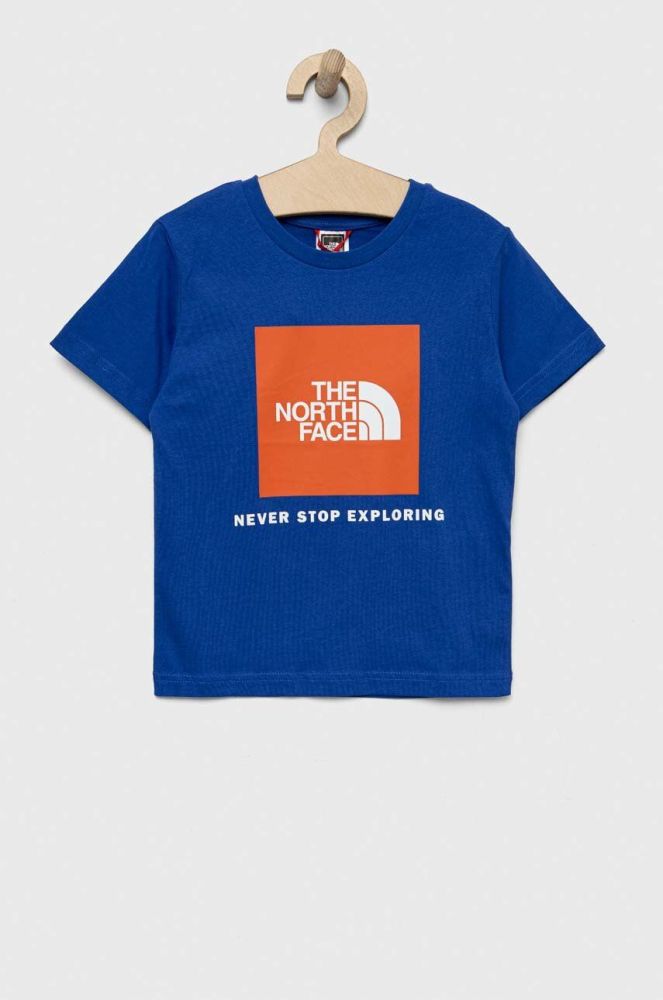 Дитяча бавовняна футболка The North Face з принтом колір блакитний (3133915)