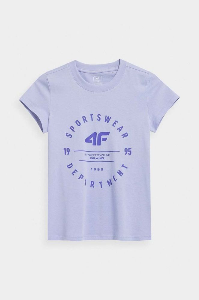 Дитяча бавовняна футболка 4F колір фіолетовий з принтом (3107576) фото 2