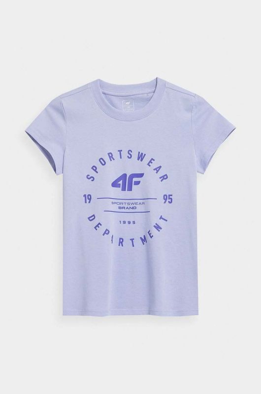 Дитяча бавовняна футболка 4F колір фіолетовий з принтом (3107576) фото 2