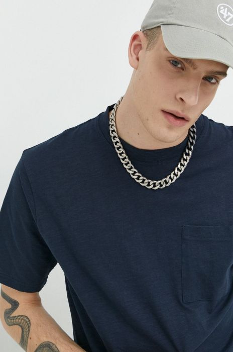 Бавовняна футболка Solid колір синій однотонний (2894270)