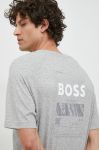 Бавовняна футболка BOSS BOSS GREEN колір сірий з принтом