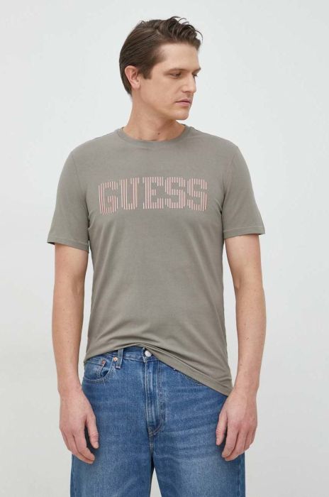Футболка Guess чоловічий колір зелений з принтом (2887767)
